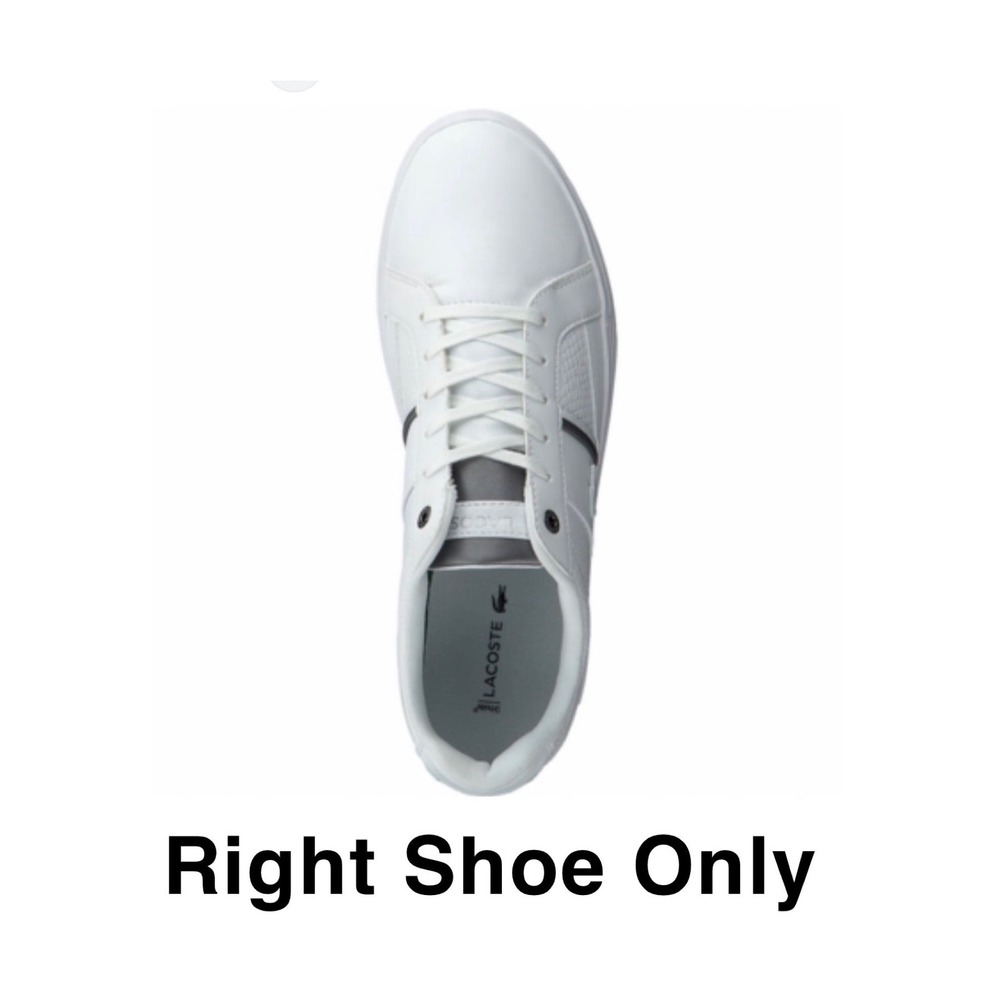 Lacoste Mens Chaymon White Textured Low Top Sneaker Right Shoe Only